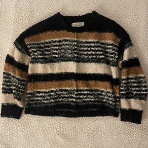 Saltwater Luxe Sweater - Size Small Brown, Black and White Striped
